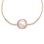 Rose Gold Pearl Accent CZ Adjustable Bracelet