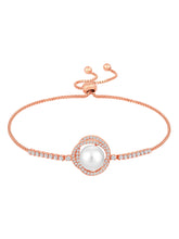 Chic Pearls Rose Gold Adjustable CZ Bracelet