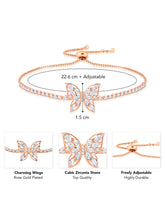 Charming Wings CZ Adornment Rose Gold Adjustable Bracelet