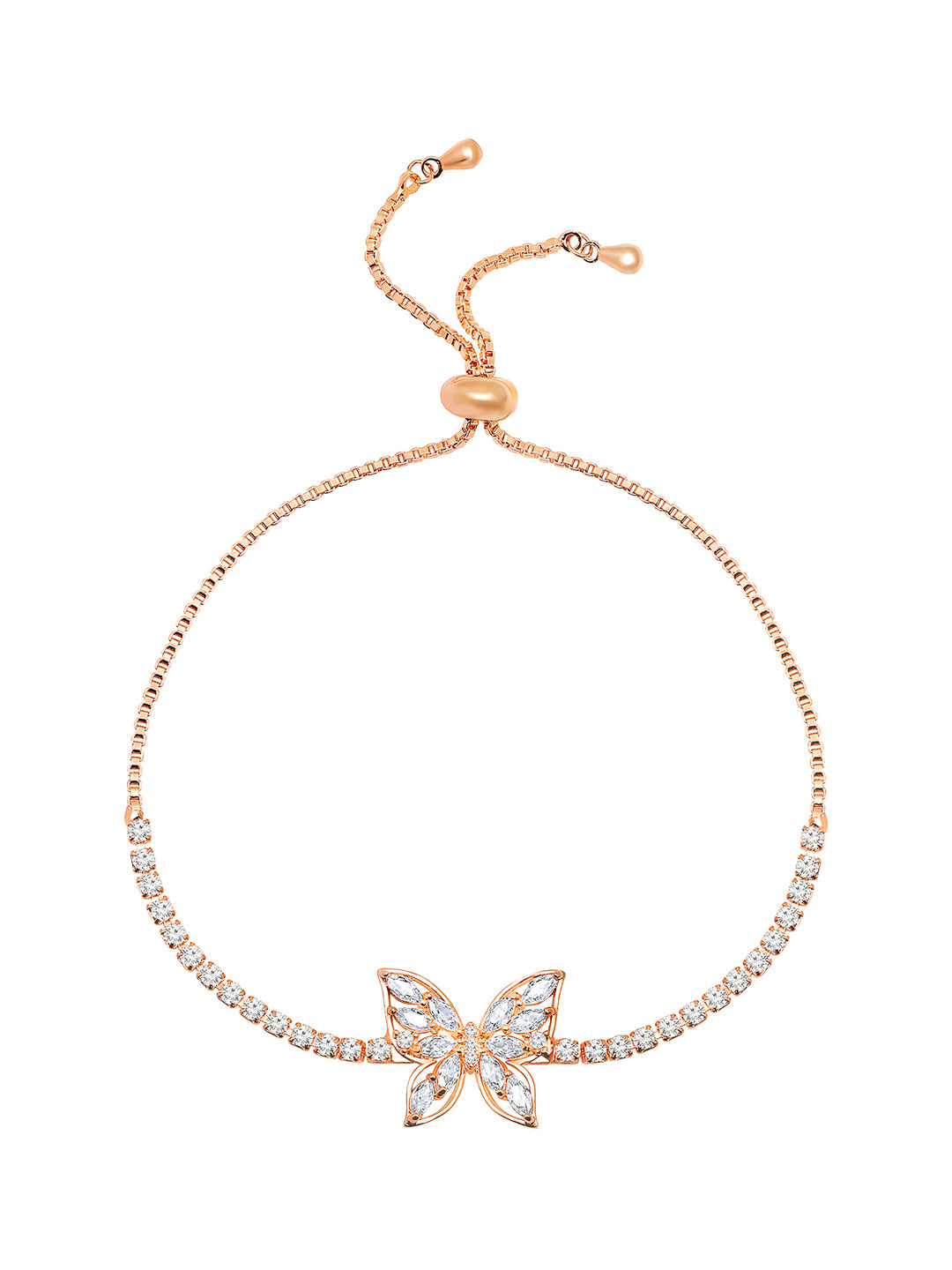 Charming Wings CZ Adornment Rose Gold Adjustable Bracelet