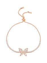 Charming Wings CZ Adornment Rose Gold Adjustable Bracelet