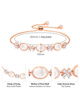 Petals of Purity Mother of Pearl Rose Gold Adjustable CZ Bracelet