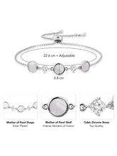 Mother of Pearl Drops CZ Silver Plated Adjustable Bracelet