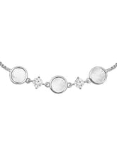 Mother of Pearl Drops CZ Silver Plated Adjustable Bracelet