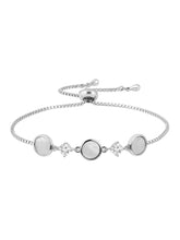 Mother of Pearl Drops CZ Silver Plated Adjustable Bracelet