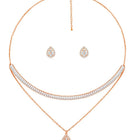 Shimmering CZ Necklace Set - Rose Gold