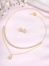 Shimmering CZ Necklace Set - Gold