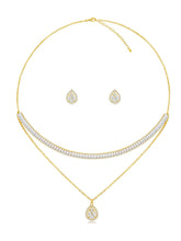 Shimmering CZ Necklace Set - Gold