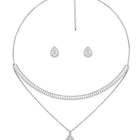Shimmering CZ Necklace Set - Silver