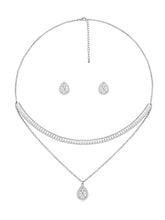 Shimmering CZ Necklace Set - Silver