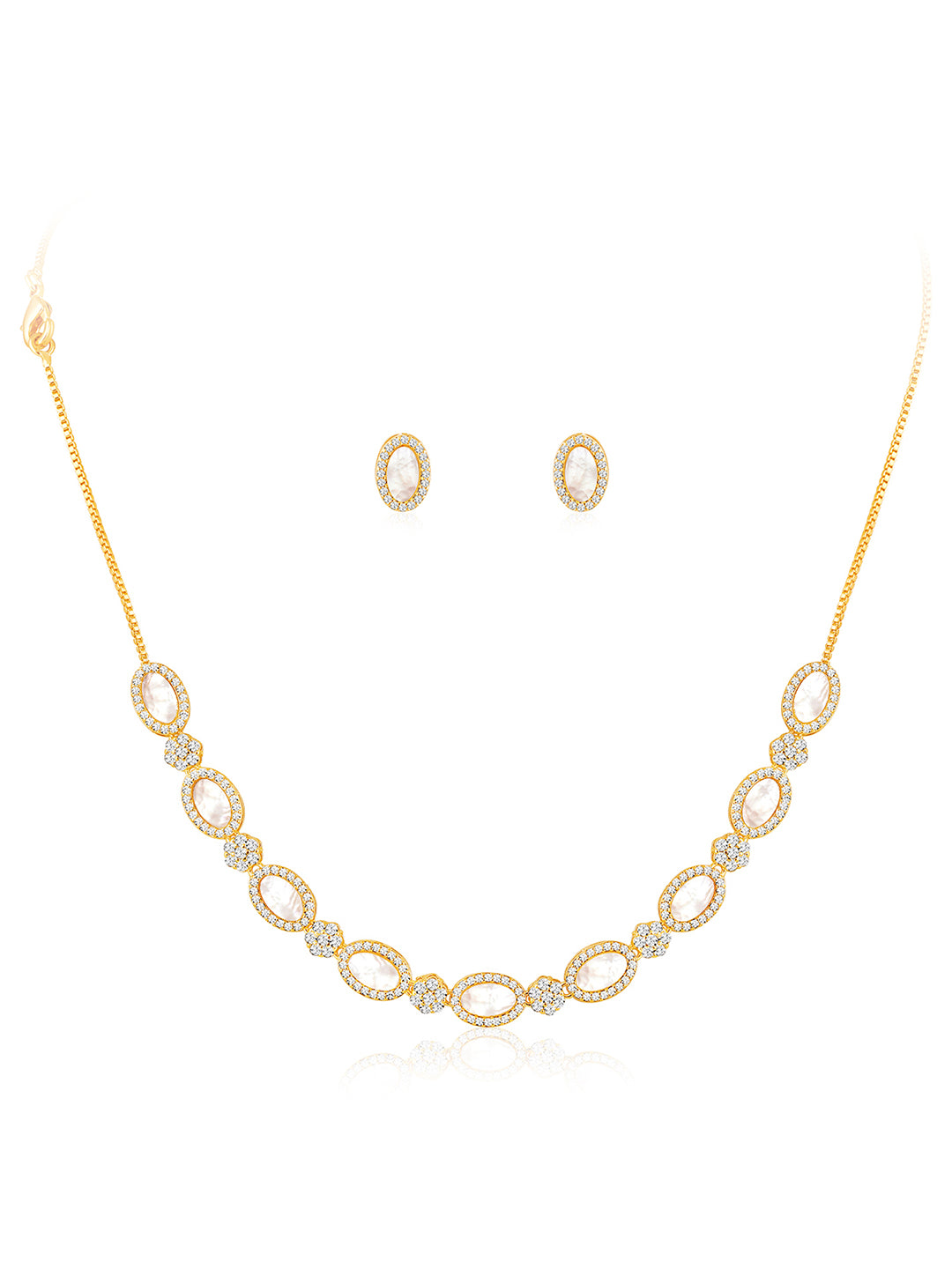 Luxe CZ Stones Golden Necklace Set