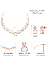 Classic Shine CZ Stones Necklace Set - Rose Gold