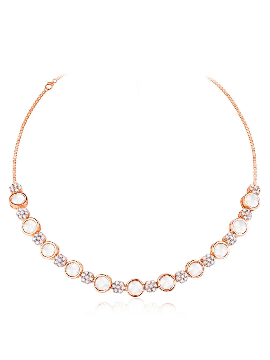 Classic Shine CZ Stones Necklace Set - Rose Gold