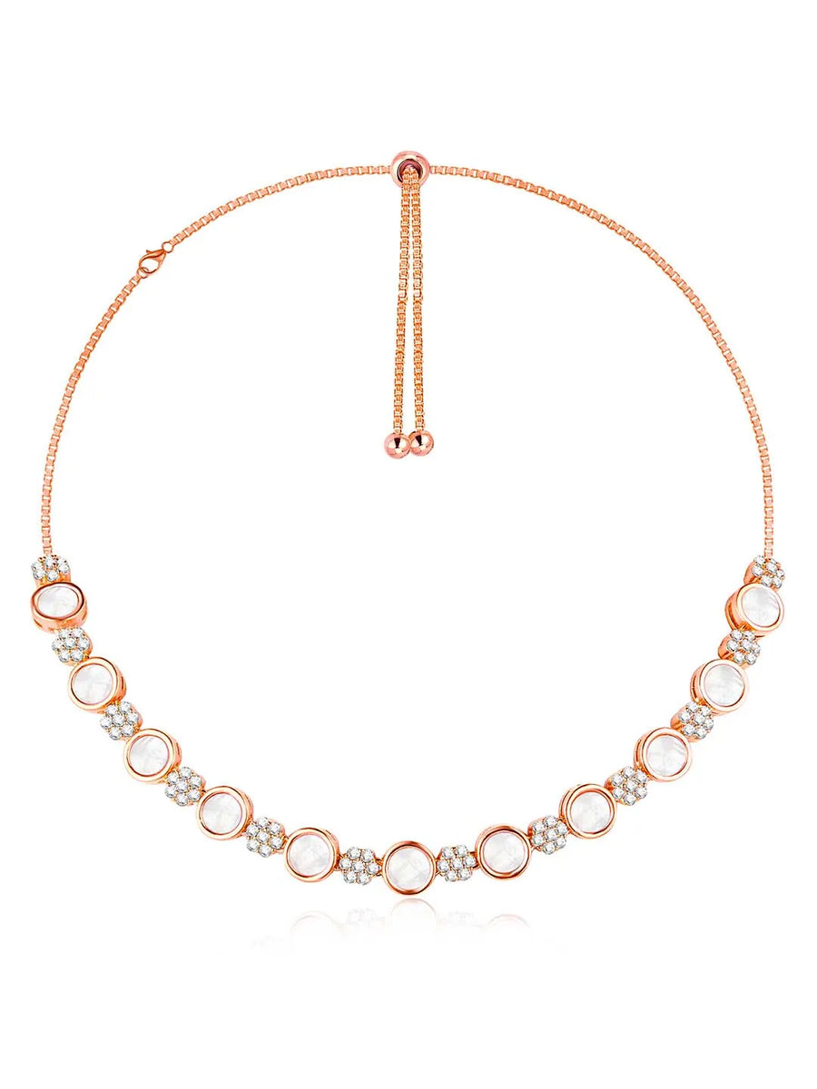 Classic Shine CZ Stones Necklace Set - Rose Gold