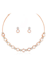 Classic Shine CZ Stones Necklace Set - Rose Gold