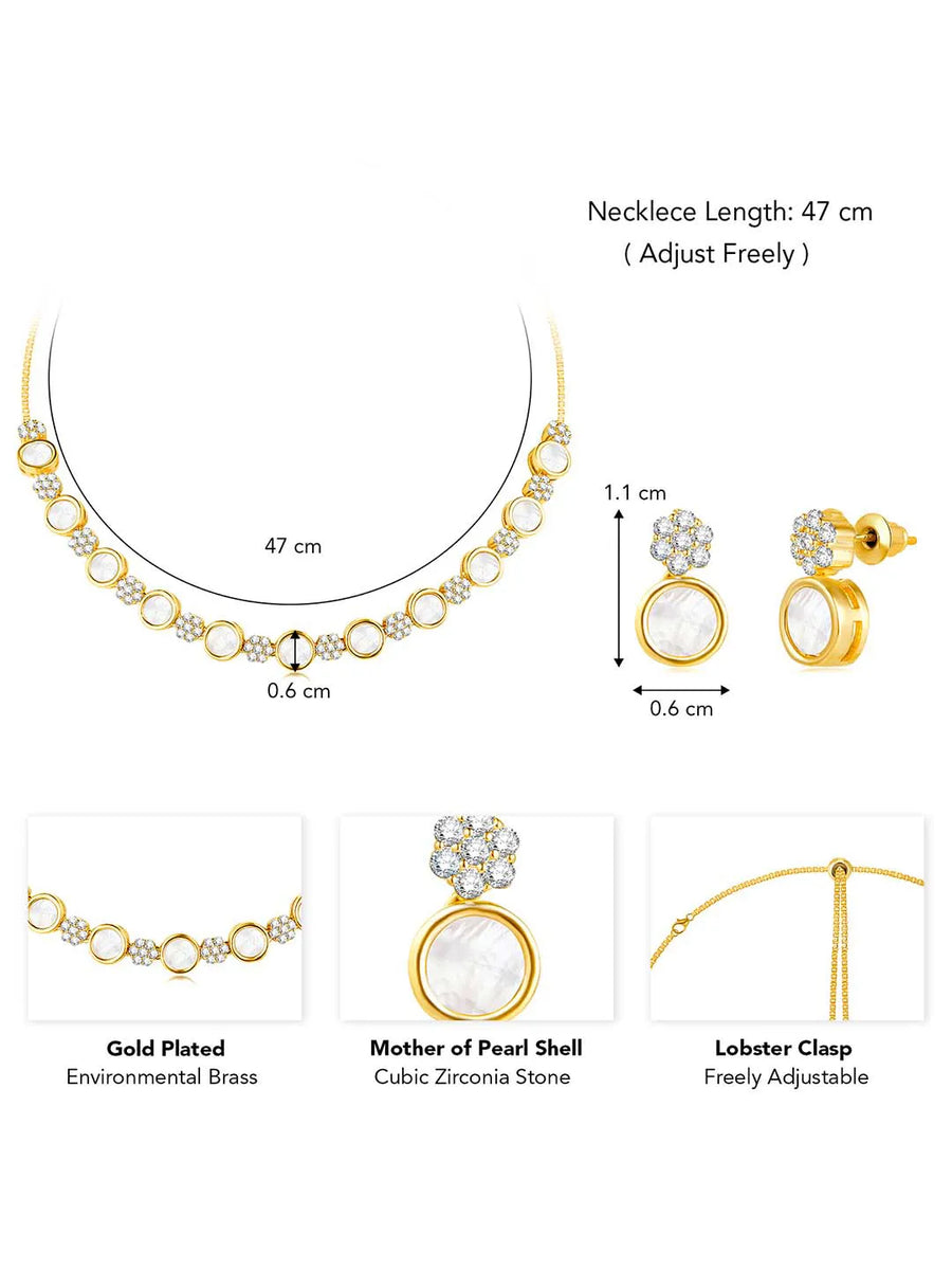 Classic Shine CZ Stones Necklace Set - Gold