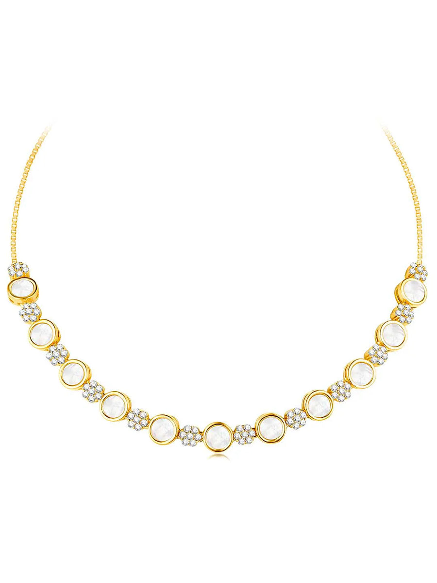Classic Shine CZ Stones Necklace Set - Gold