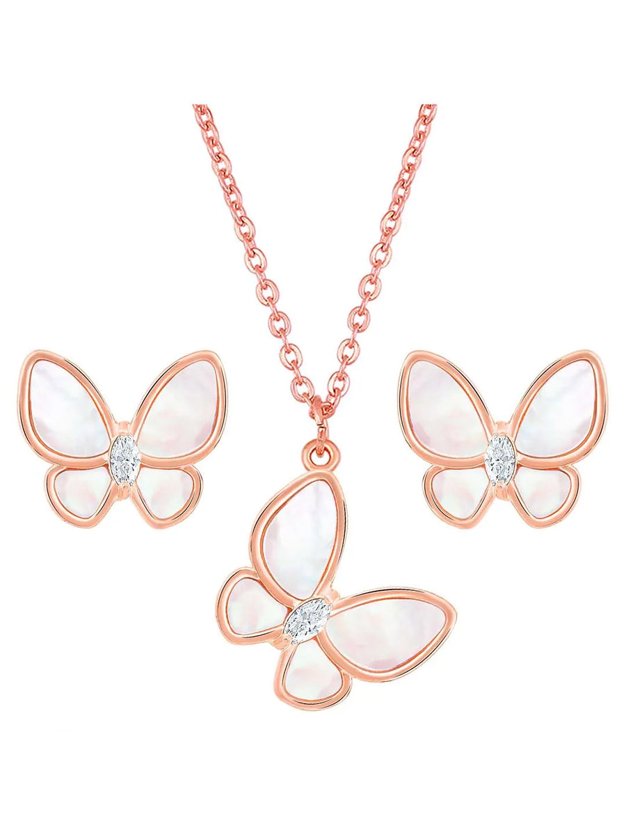 Butterfly Pendant Set by Peora – Graceful Fashion Jewellery

