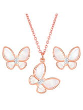 Graceful Wings Rose Gold Butterfly Mother of Pearl Pendant Set