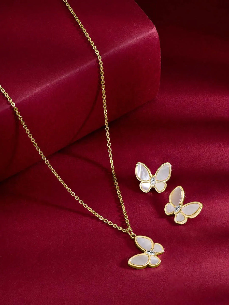 Butterfly Pendant Set by Peora – Graceful Fashion Jewellery

