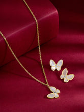 Graceful Wings Rose Gold Butterfly Mother of Pearl Pendant Set