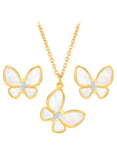 Graceful Wings Rose Gold Butterfly Mother of Pearl Pendant Set