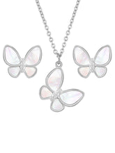 Graceful Wings Rose Gold Butterfly Mother of Pearl Pendant Set