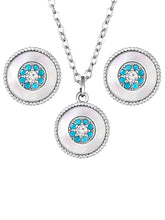 Evil Eye CZ Silver Plated Pendant Set in Mother of Pearl