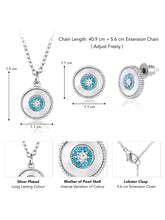 Evil Eye CZ Silver Plated Pendant Set in Mother of Pearl