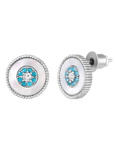 Evil Eye CZ Silver Plated Pendant Set in Mother of Pearl