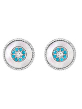 Evil Eye CZ Silver Plated Pendant Set in Mother of Pearl