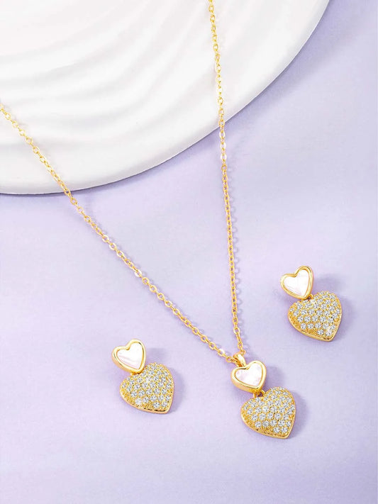 Heart Shaped CZ Pendant Set – Peora Fashion Jewellery for Every Occasion

