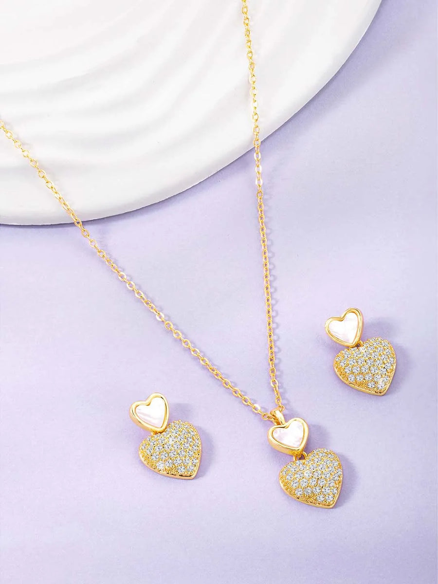 Heart Shaped CZ Pendant Set – Peora Fashion Jewellery for Every Occasion

