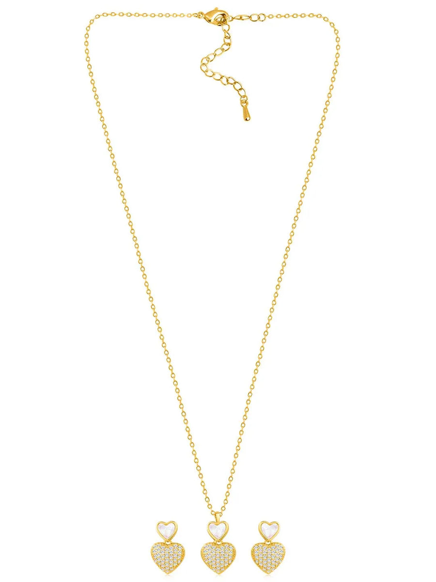 Heart Shaped CZ Pendant Set – Peora Fashion Jewellery for Every Occasion

