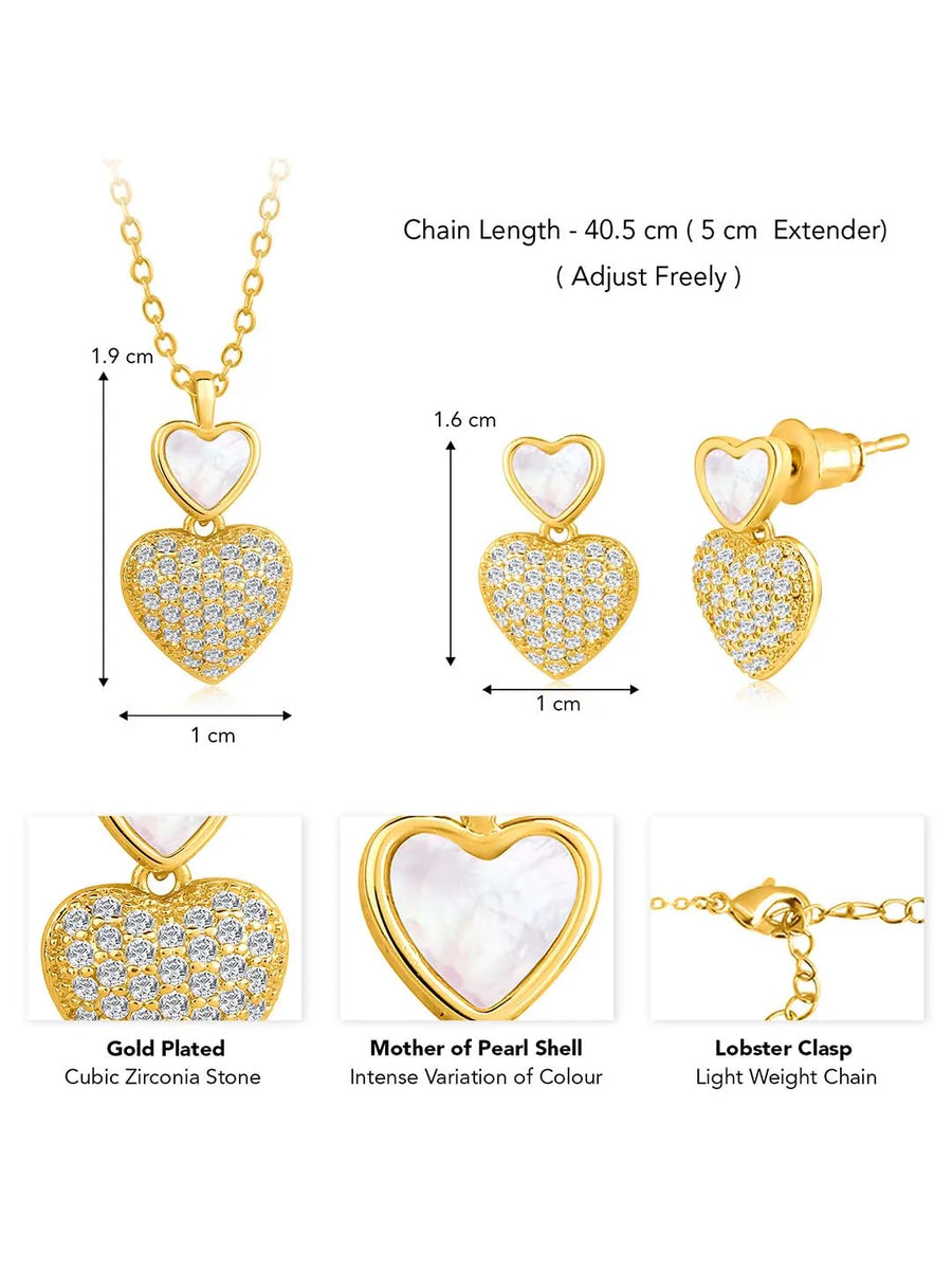 Heart Shaped CZ Pendant Set – Peora Fashion Jewellery for Every Occasion

