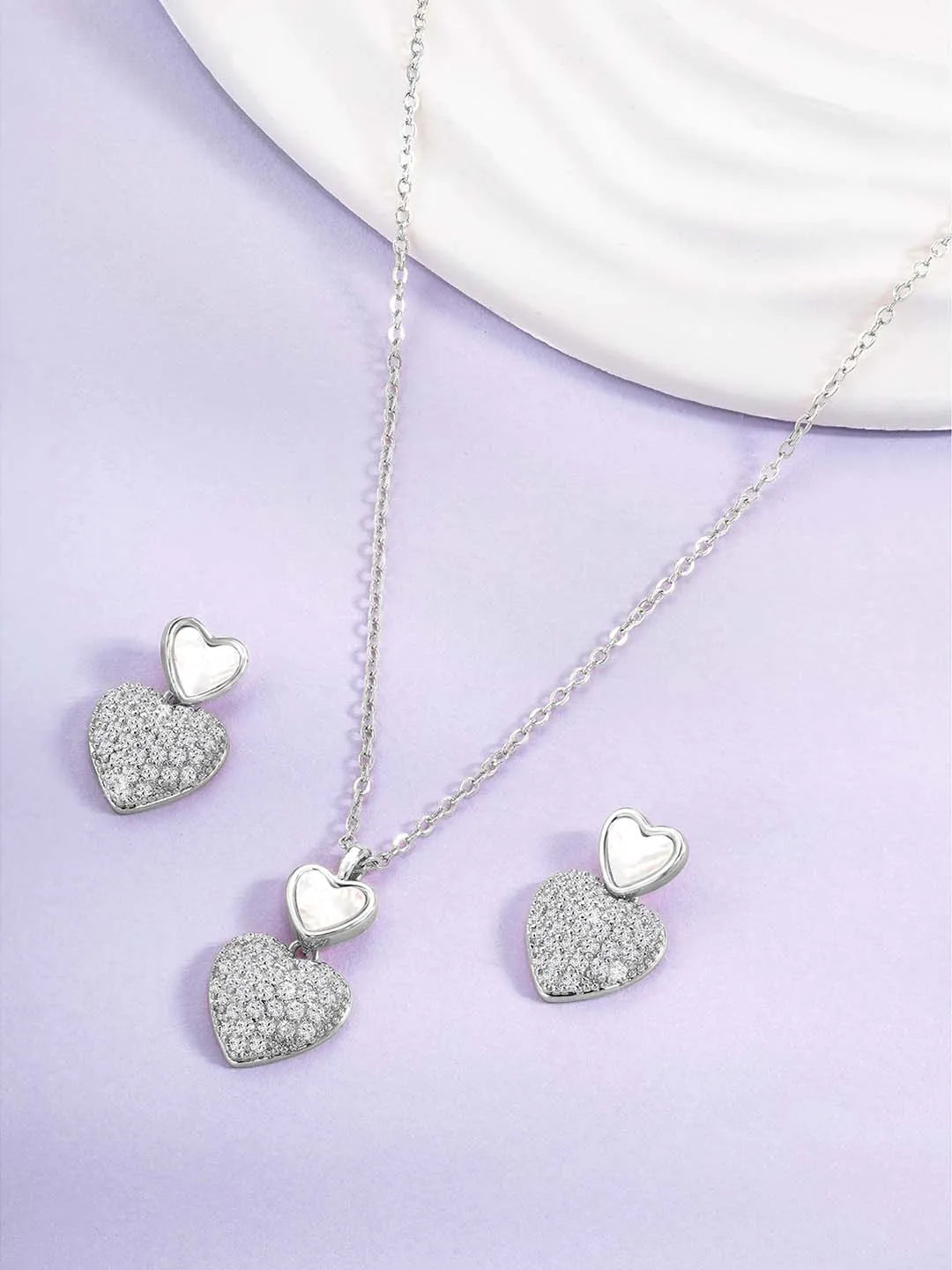 Heart Shaped CZ Pendant Set – Peora Fashion Jewellery for Every Occasion


