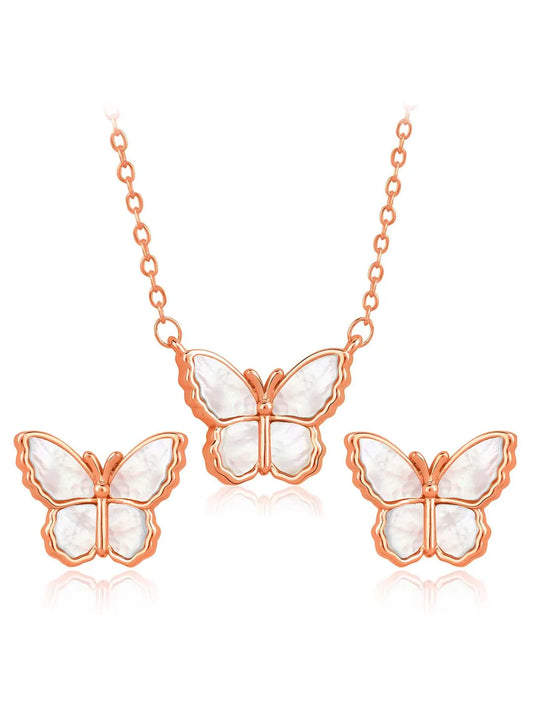  Peora CZ Butterfly Pendant Set - Delicate Sparkling Jewellery