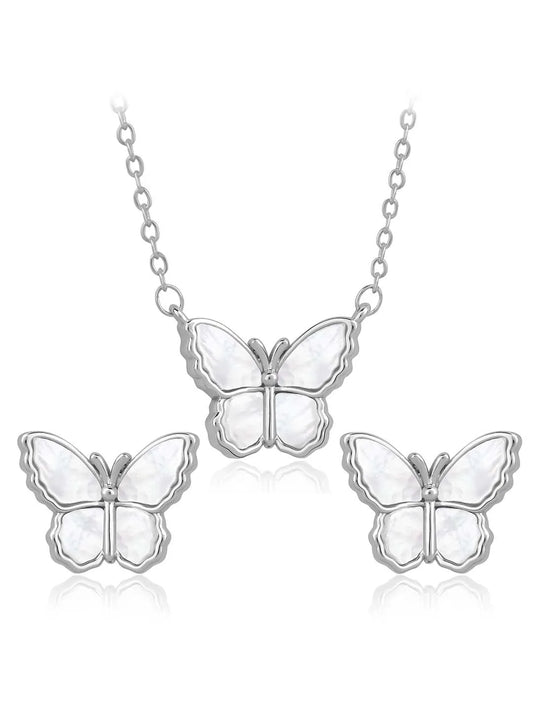  Peora CZ Butterfly Pendant Set - Delicate Sparkling Jewellery