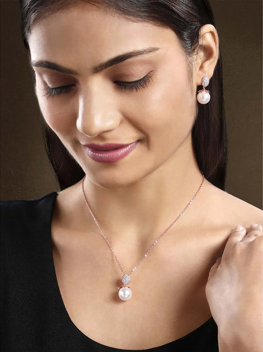 Peora Pearl & CZ Magic Pendant Set - Enchanting Jewellery