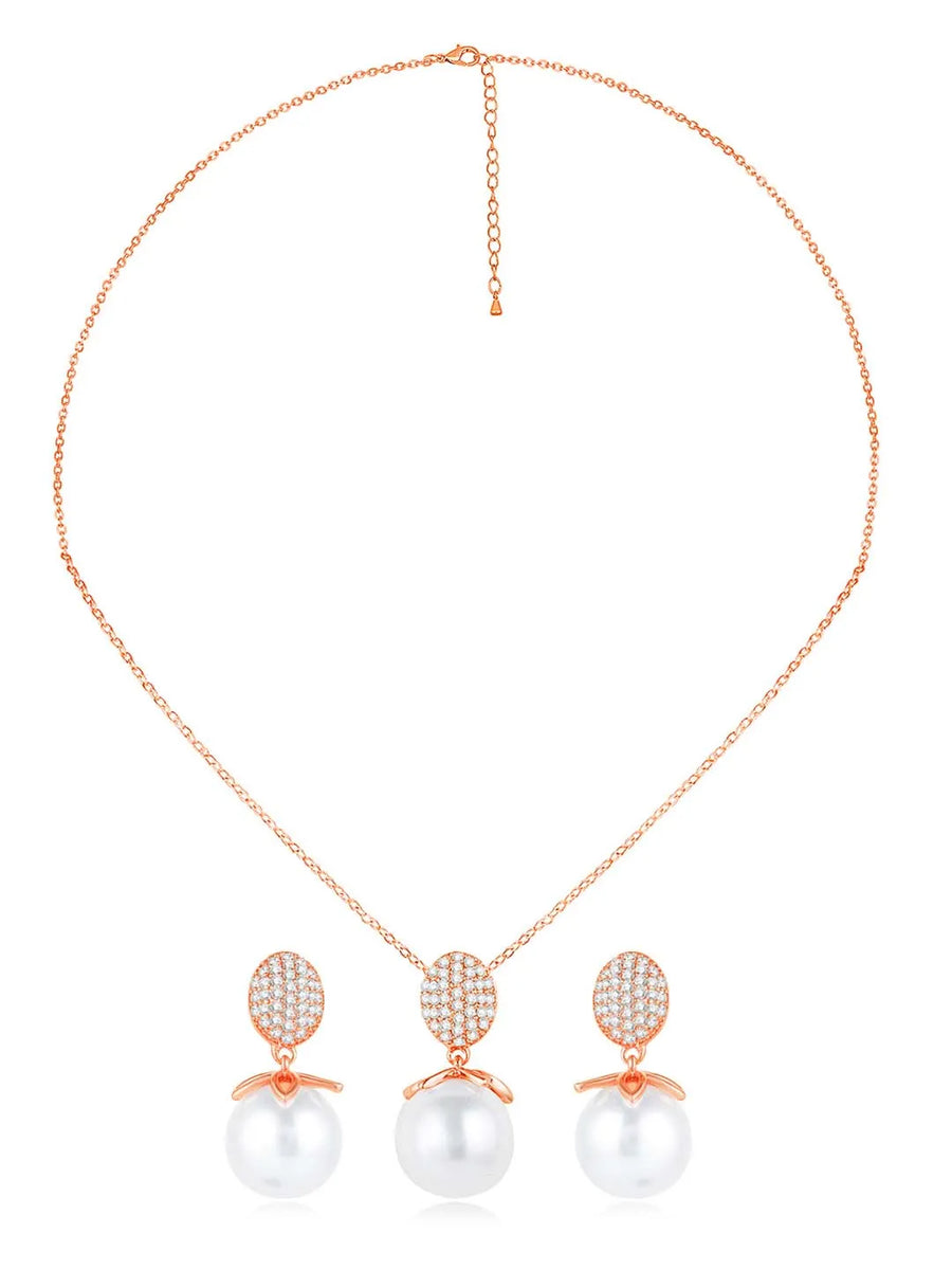 Peora Pearl & CZ Magic Pendant Set - Enchanting Jewellery