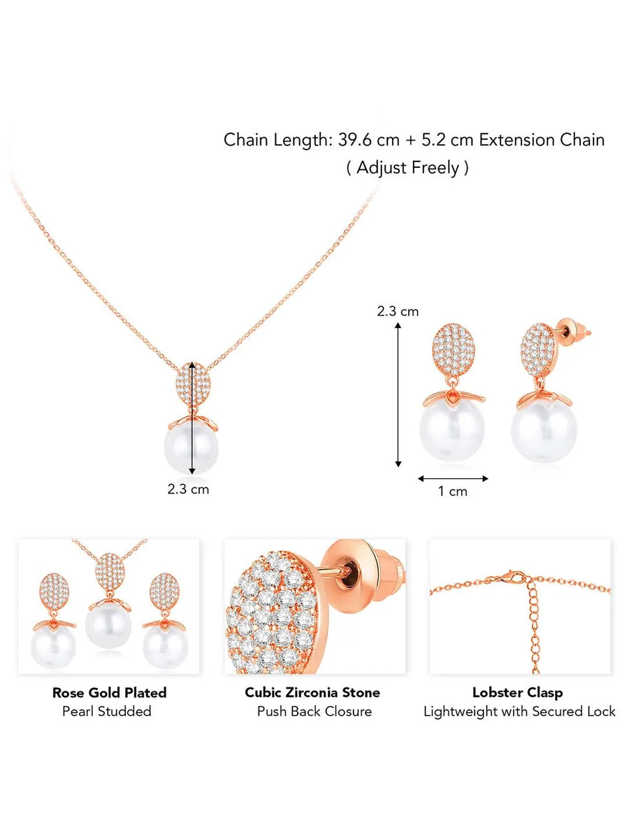 Peora Pearl & CZ Magic Pendant Set - Enchanting Jewellery