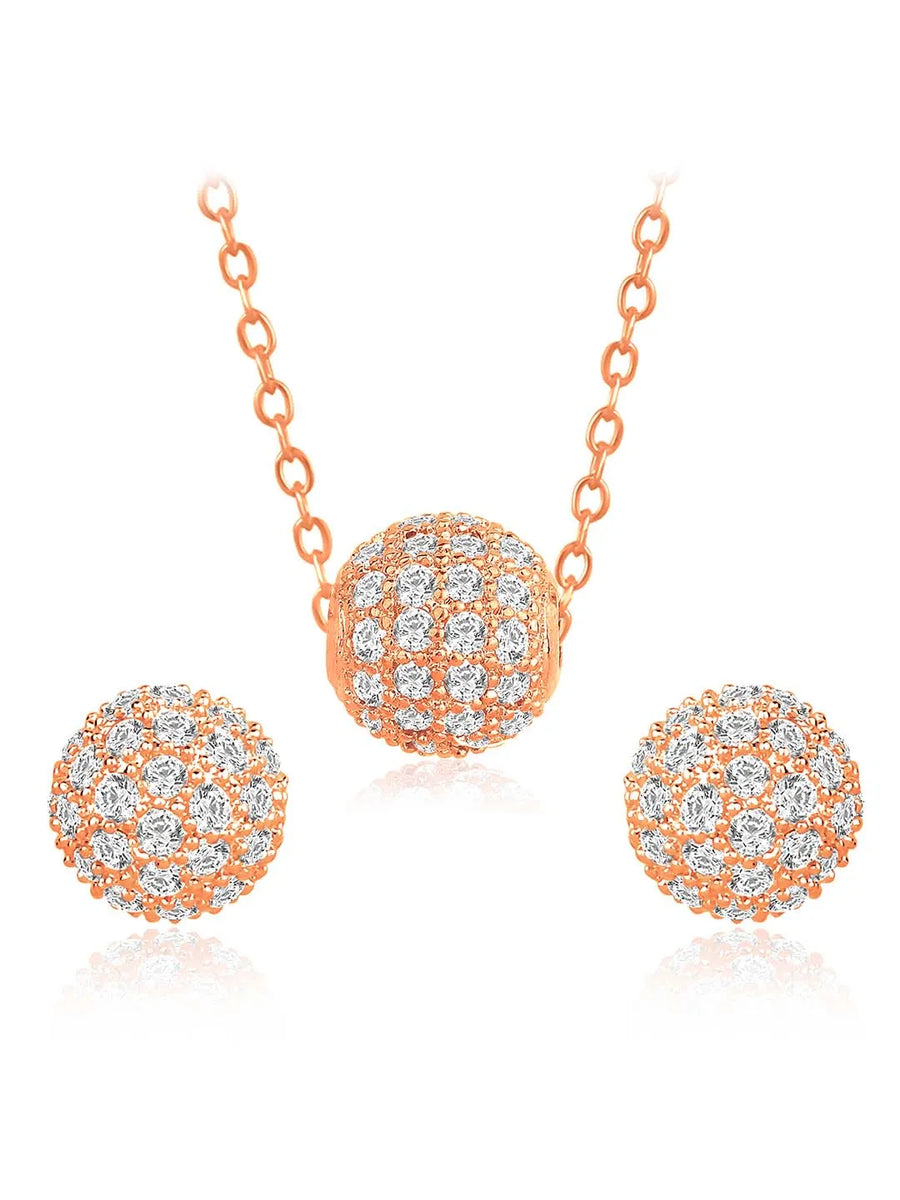 Glowing Shining Circles Pendant Set - Rose Gold