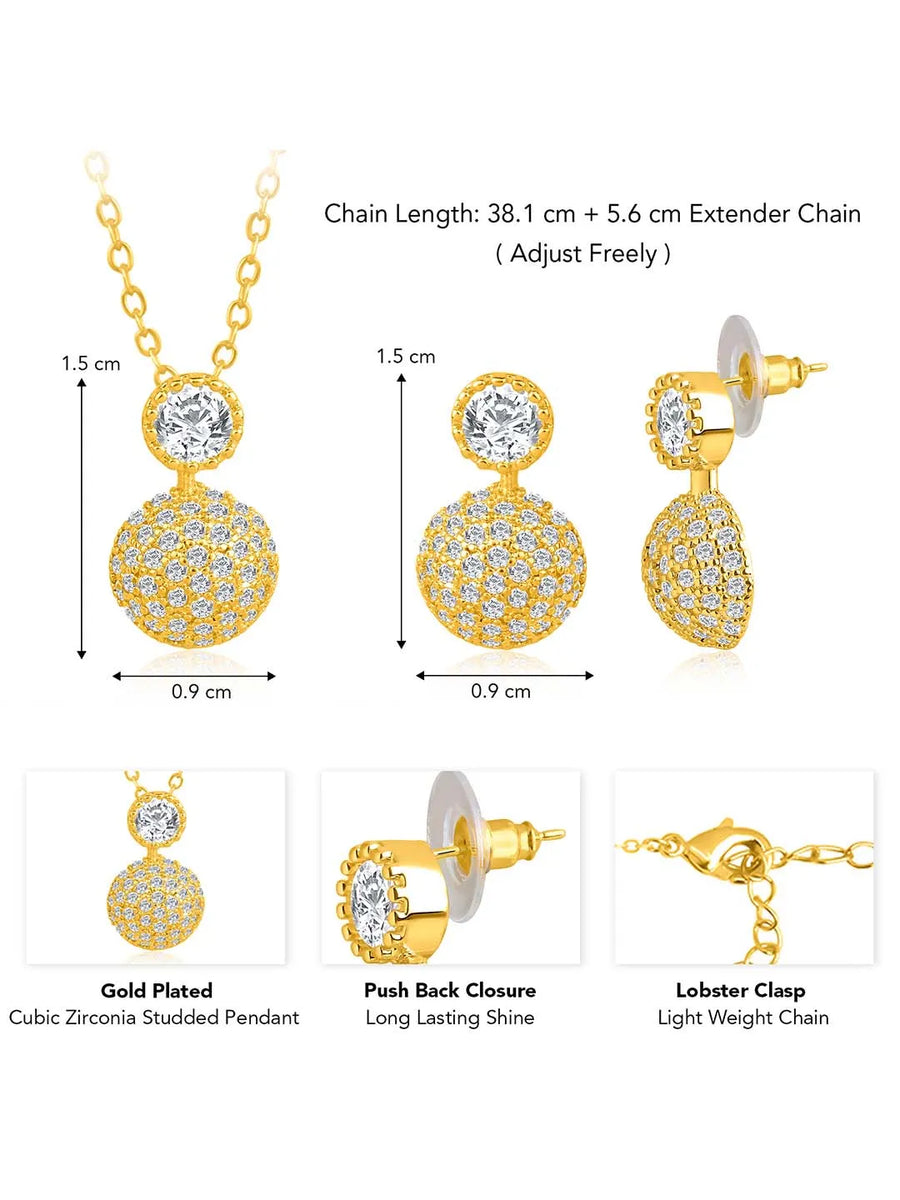 Peora Loops Pendant and Earring Set - Stylish Matching Jewellery