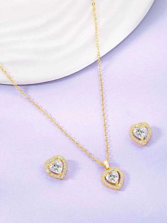  Peora's Glittering Sparkle CZ Necklace Set - Brilliant CZ Jewellery