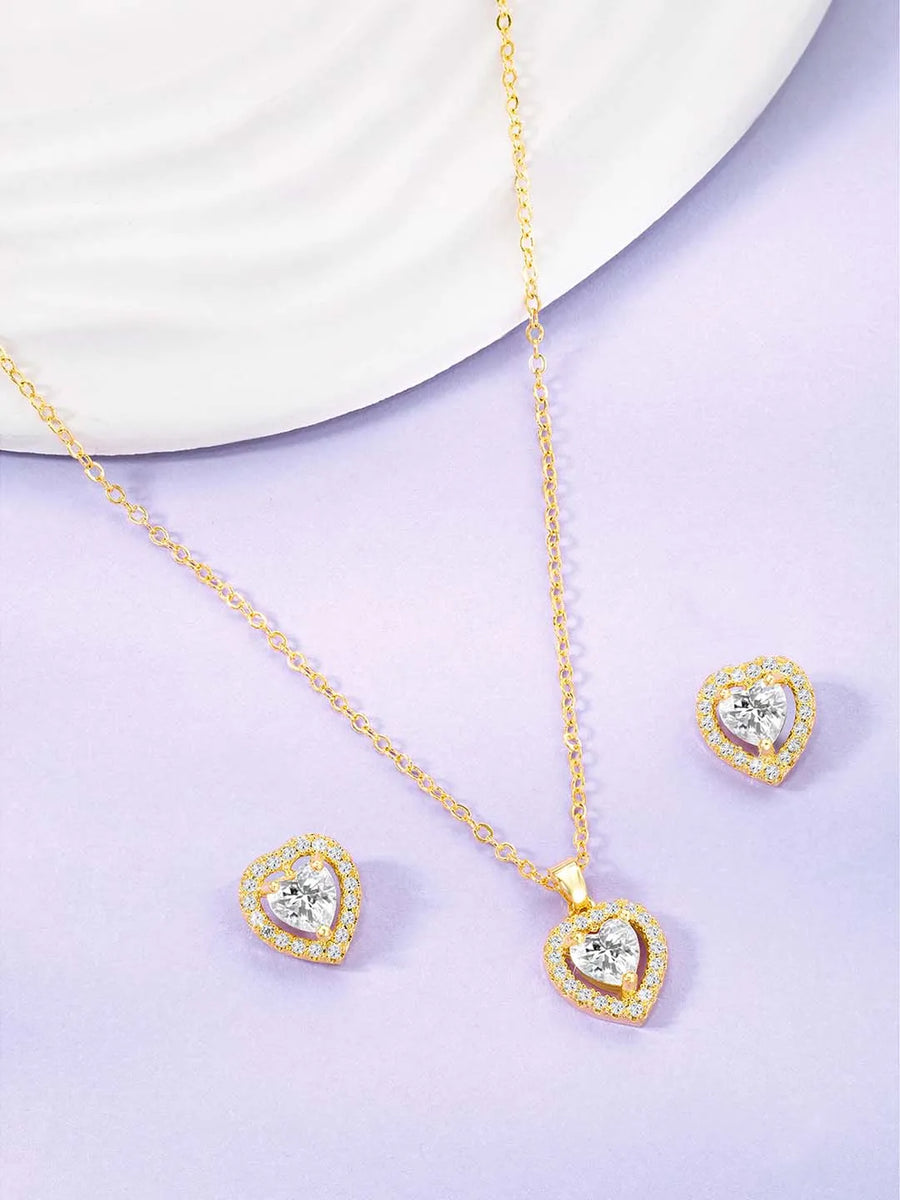  Peora's Glittering Sparkle CZ Necklace Set - Brilliant CZ Jewellery