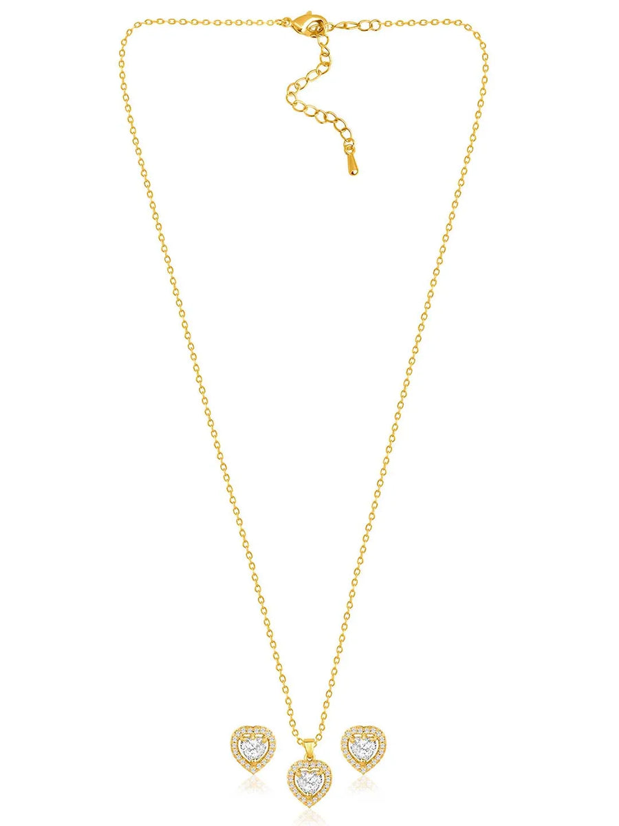  Peora's Glittering Sparkle CZ Necklace Set - Brilliant CZ Jewellery