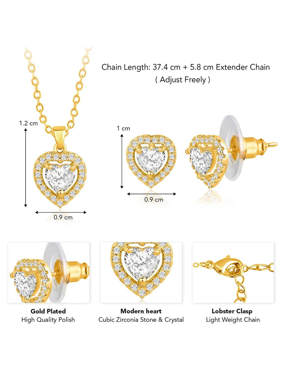  Peora's Glittering Sparkle CZ Necklace Set - Brilliant CZ Jewellery