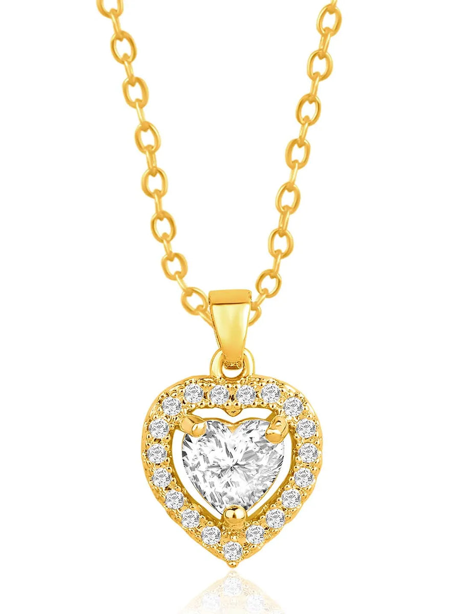 Radiant Sleek Sparkle CZ Necklace Set - Gold