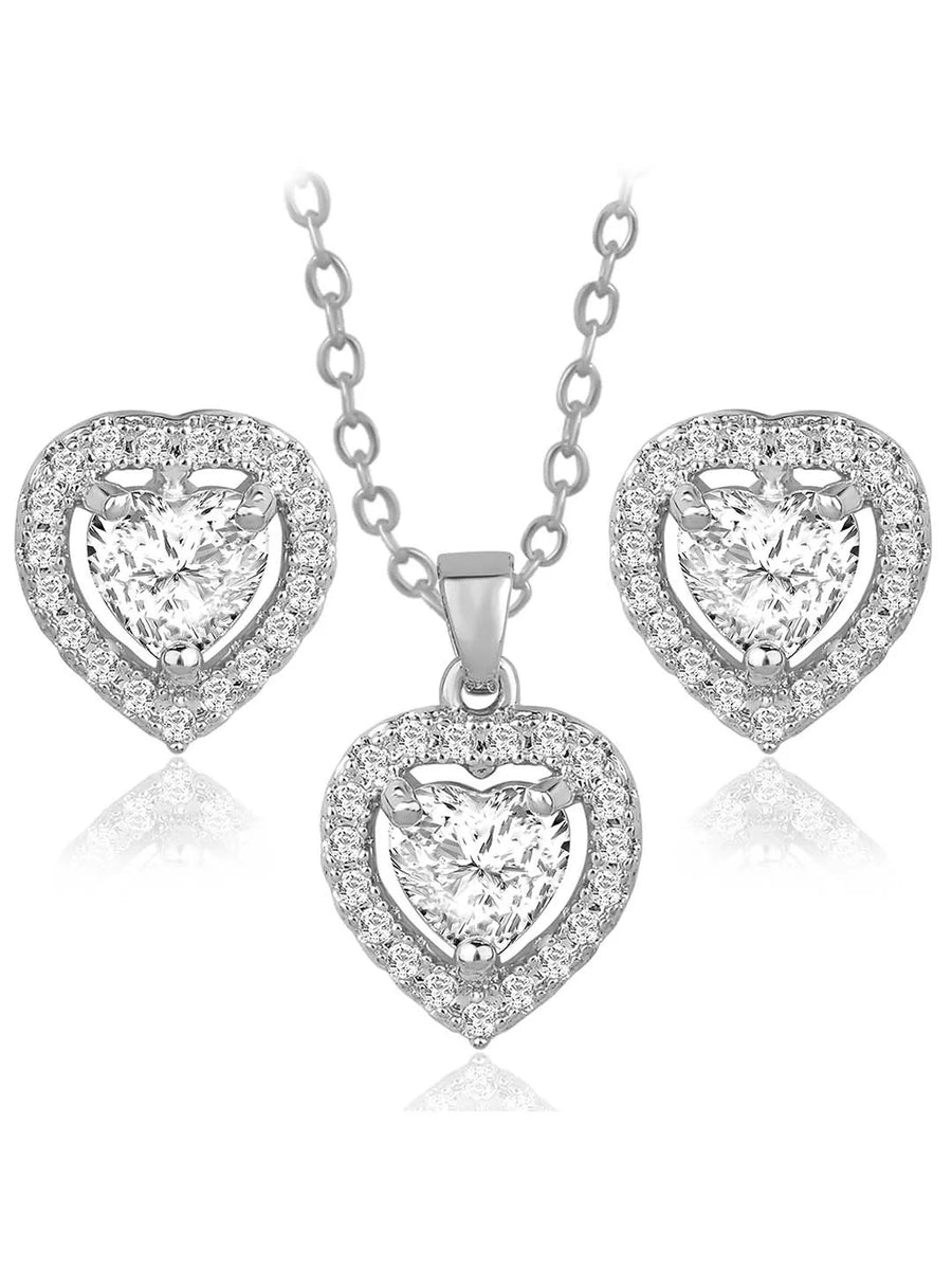 Peora's Glittering Sparkle CZ Necklace Set - Brilliant CZ Jewellery