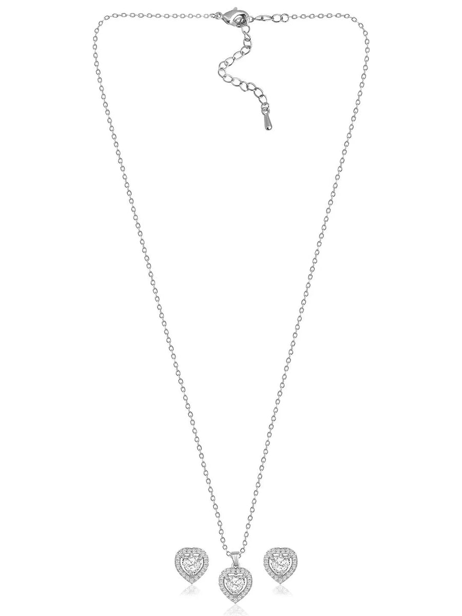  Peora's Glittering Sparkle CZ Necklace Set - Brilliant CZ Jewellery